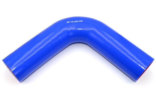 Патрубок силиконовый угловой Ф 70 мм L=250х250 мм, 90°