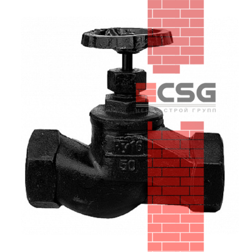 Клапан запорный чугунный 15кч18п Ду25 Ру16 муфтовый, DN 25, 1 дюйм